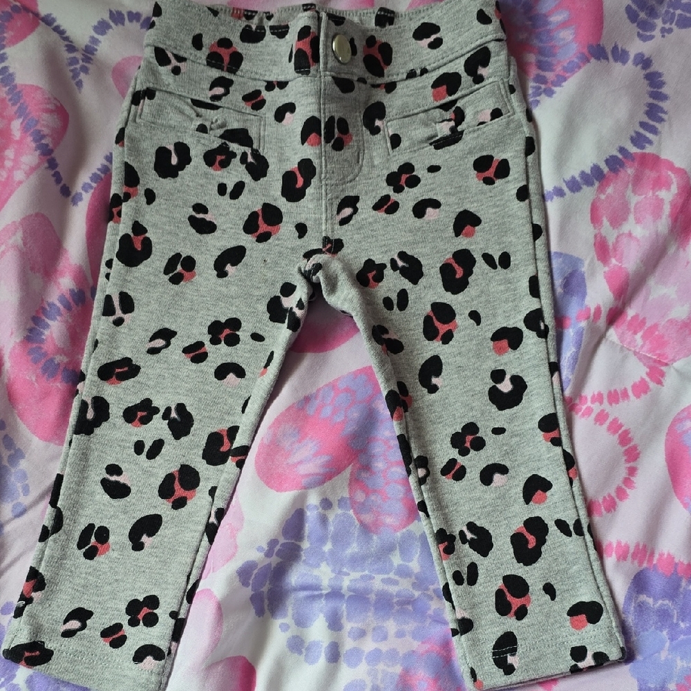 Gymboree Gray and Pink Leopard Print Leggings